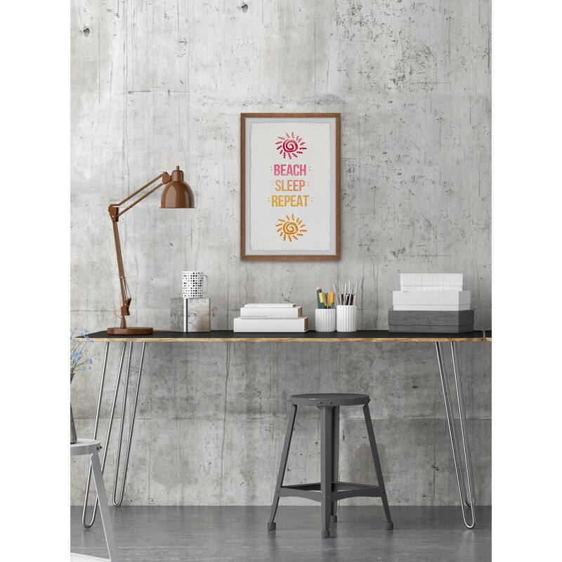 Beach Sleep Repeat Framed Wall Art, Coastal Serenity - Tranquil Ocean-Inspired Wall Décor