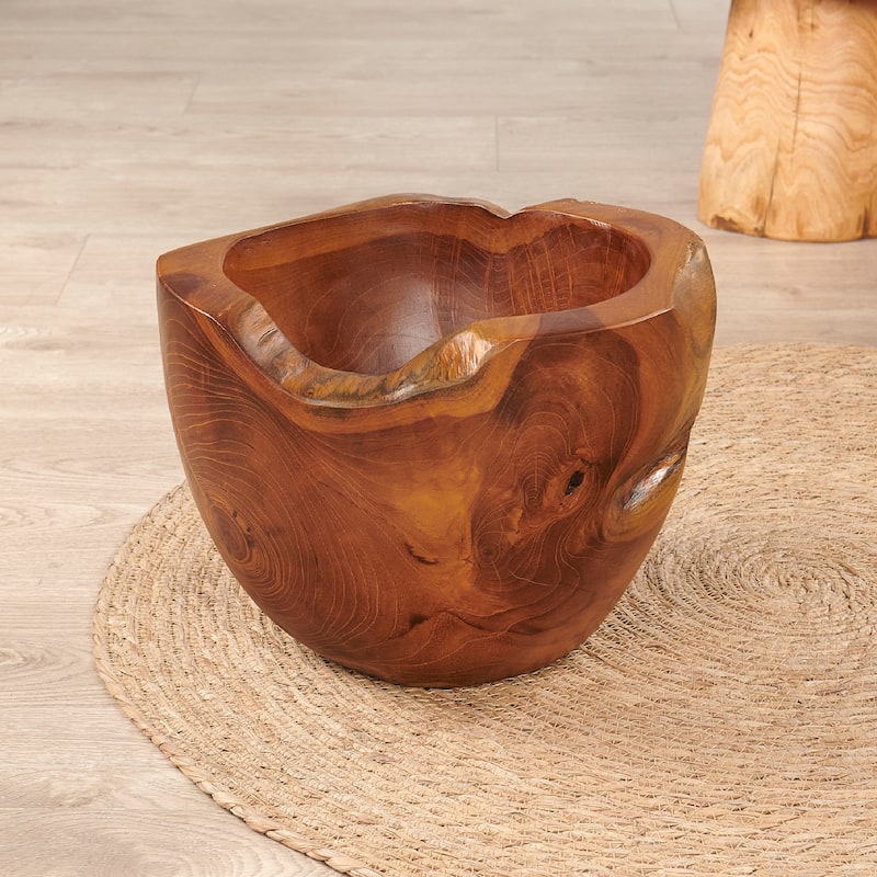 Greenage Mangkok Tebal Bowl Teak Wood Handmade Decorative Bowl - 11.81"x 11.81"x 8.27"