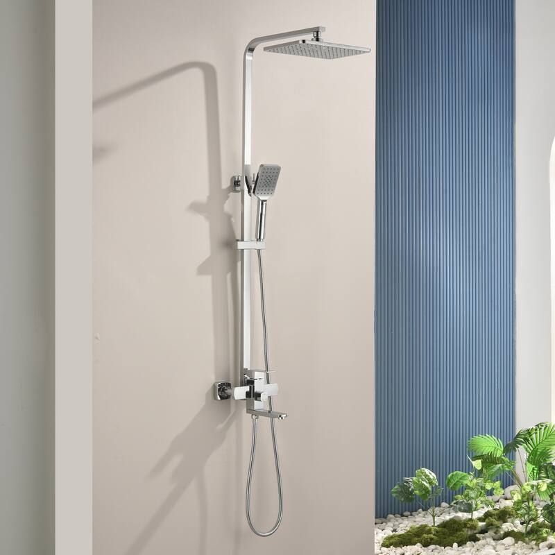 46"H 3-Function Stainless Steel Wall-Mounted Shower System