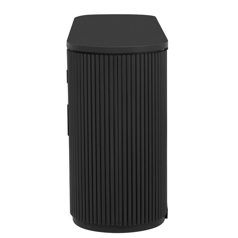 Vertical Striped Door Storage Cabinet, Multi-Functional Wooden Buffet Sideboard, Console Cabinet with Adjustable Shelves