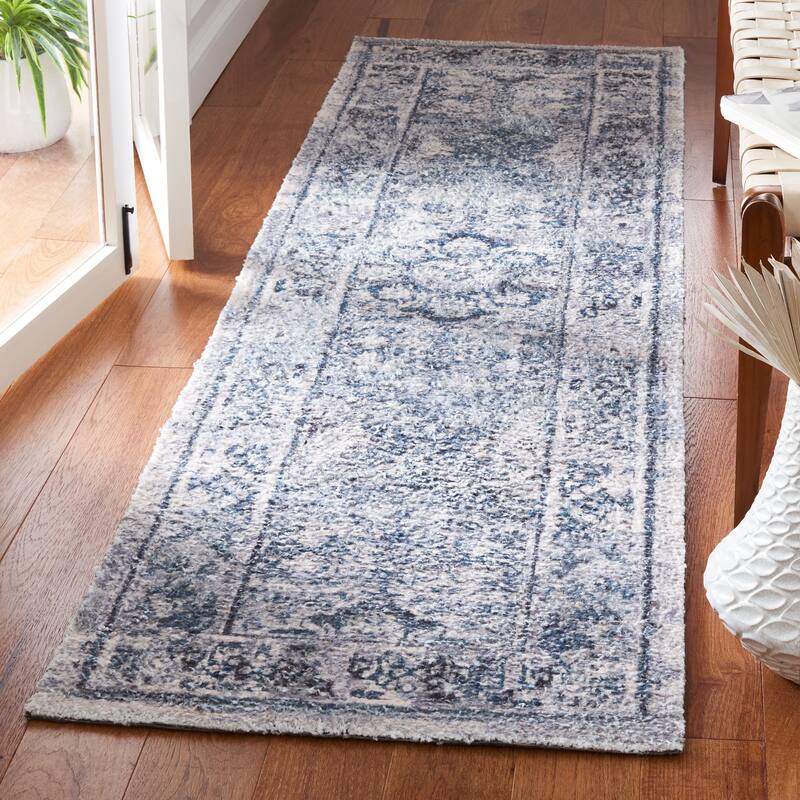 SAFAVIEH Handmade Classic Vintage Laia Transitional Polyester Rug - 2'3" x 8' Runner - Aqua/Blue