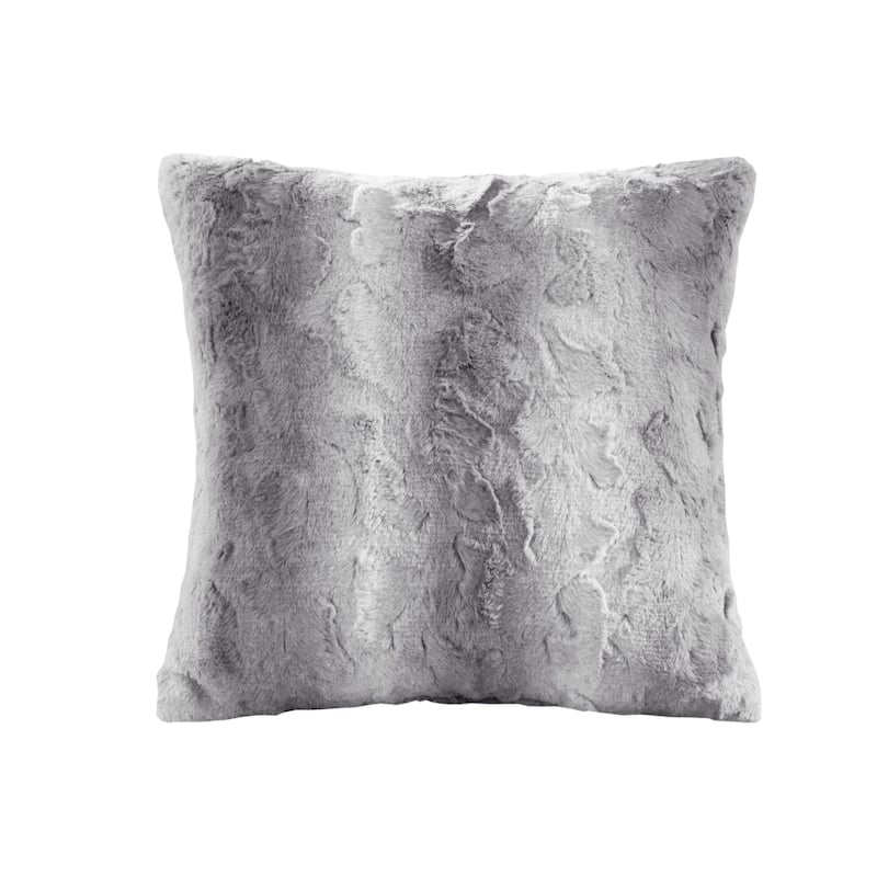 Madison Park Zuri Fax Fur Square Pillow - Grey