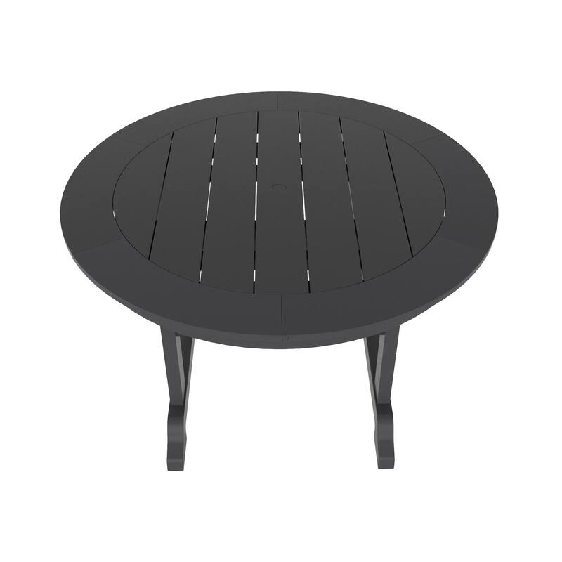 Polytrends Laguna Poly 5-Piece Outdoor Patio Round Table Garden Arm Chair Dining Set