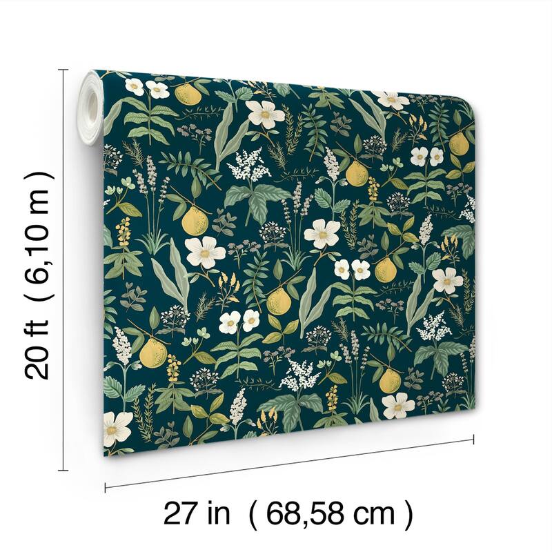 Rifle Paper Co. Herb Garden Navy Botanical Premium Peel + Stick Wallpaper