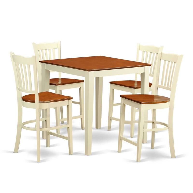 5-Piece Buttermilk and Cherry Solid Wood Top - Dining Room Set - Seats 4