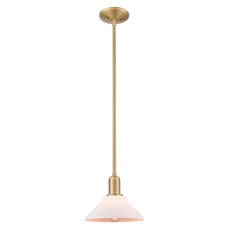 Innovations Lighting Endless Possibilities Arcadia - Orwell - 1 Light 8" Stem Hung Mini Pendant - Brushed Brass/Matte White