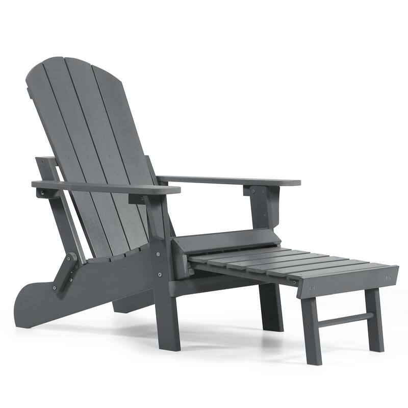 Seaton Folding Poly Adirondack Chair with Pull-out Ottoman, Set of 2