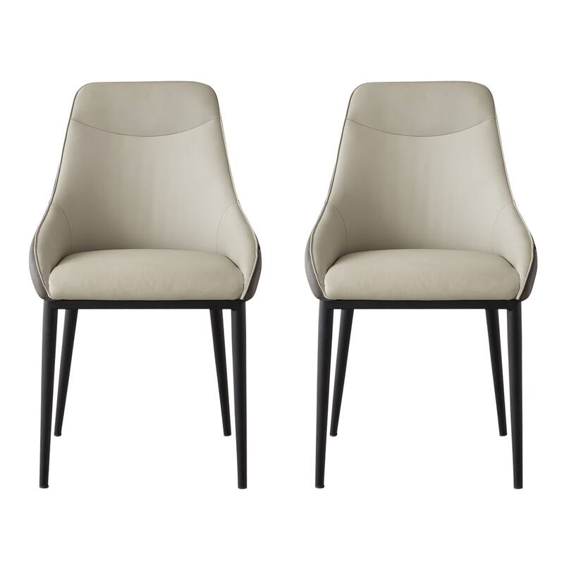 Modern PU Leather Dining Chairs Decorative Side Chairs with Thickened Sponge and Seat Metal Legs, for Dining Rooms, Set of 2