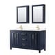 preview thumbnail 37 of 71, Daria 60 Inch Double Vanity, Cultured Marble Top, Medicine Cabinets Dark Blue, Gold Trim, Carrara Cultured Marble Top