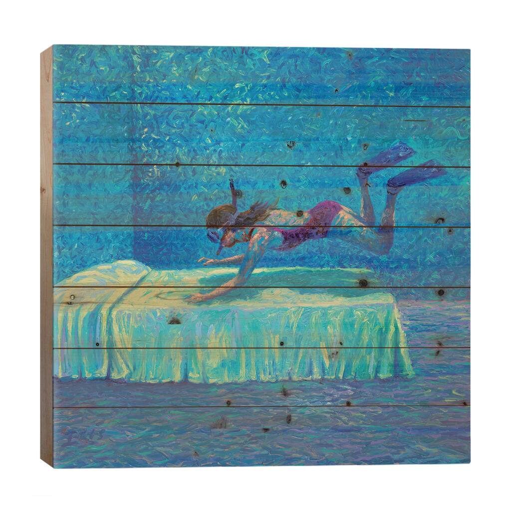 The Diver Print On Wood by Iris Scott - Multi-Color
