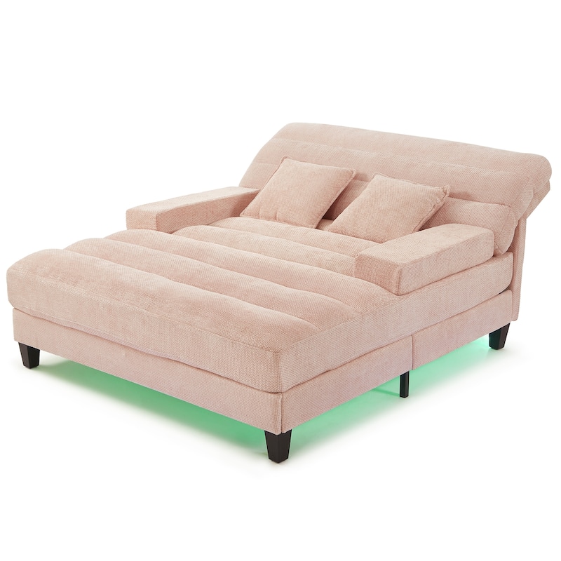 Modern Chaise Lounge Sofa 57.1" Sofa Bed Chenille Upholstered Lounge Sofa Chair