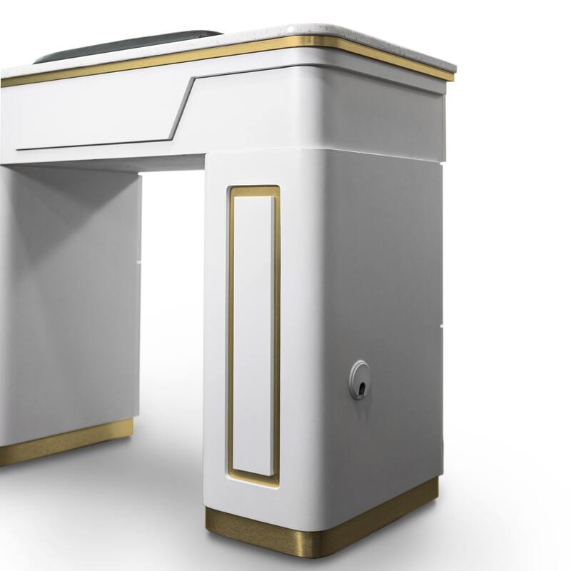 NAPA Manicure Table Nail Station, Salon Furniture & Equipment, White/Gold