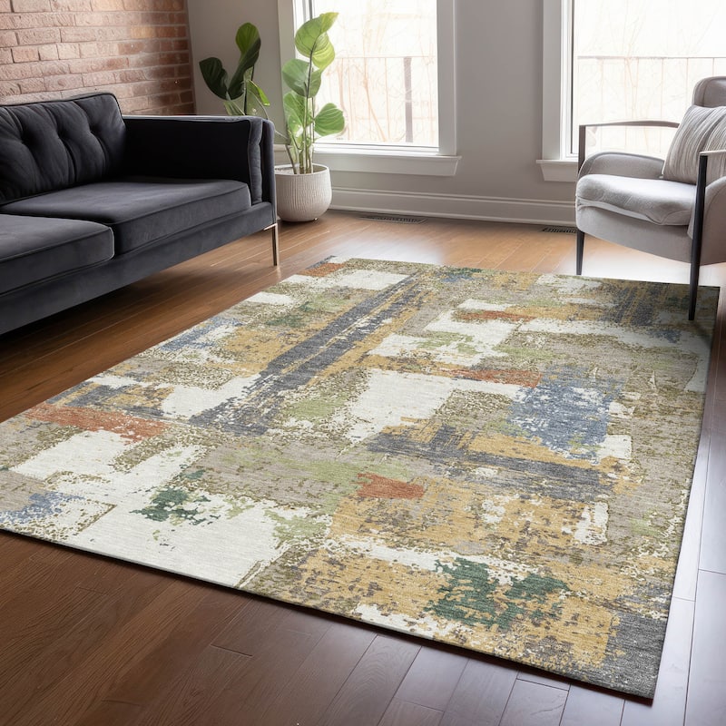 Machine Washable Indoor/Outdoor Casual Contemporary Chantille Rug