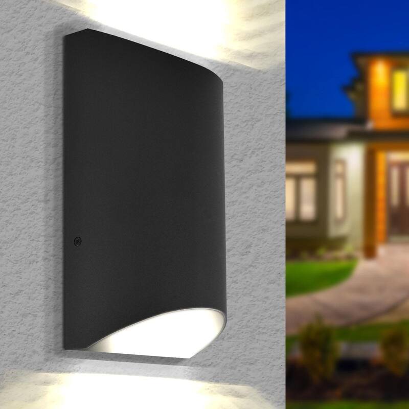 Luxrite LED Outdoor Up and Down Wall Sconce, 9W/12W/15W, 3CCT 3000K-5000K, IP65, 8" Half Cylinder Aluminum, ETL - 3CCT (3000K/4000K/5000K)
