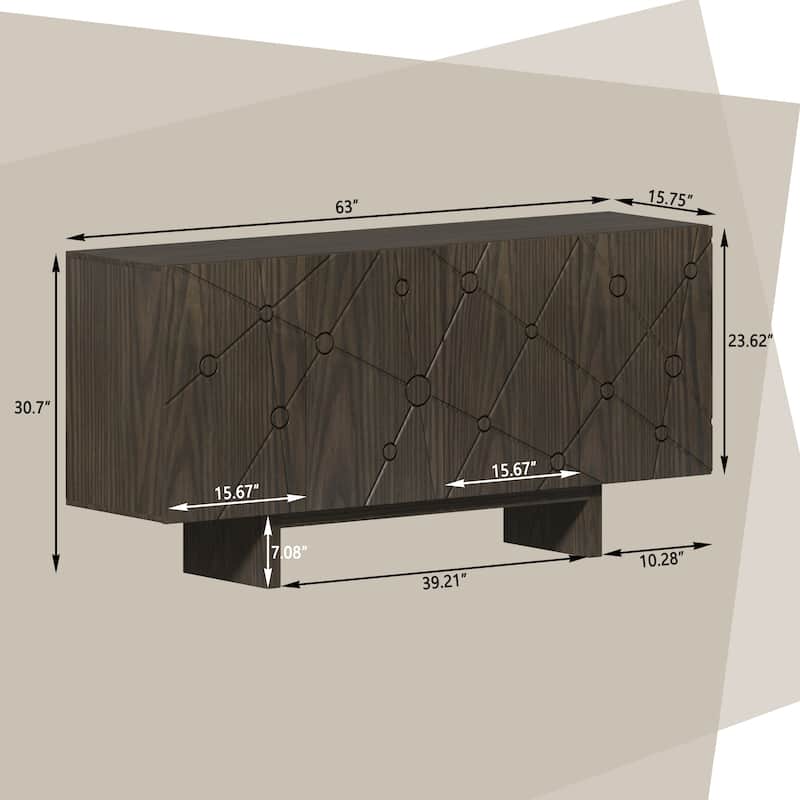 Clihome Modern MDF 4-Door Storage Buffet Sideboard
