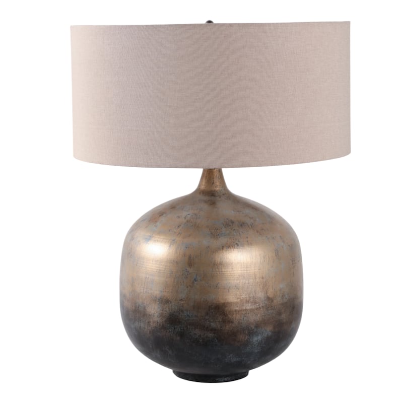 Metal Table Lamp Rounded Base Drum Shade Glam Modern Accent Lighting