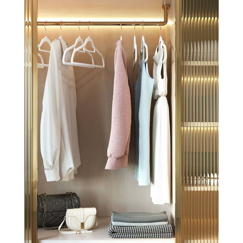 Clothes Slim Velvet Hanger with Rose Gold Swivel Metal Hook and Shoulder Notches Perfect for Heavy Coats or Camisoles
