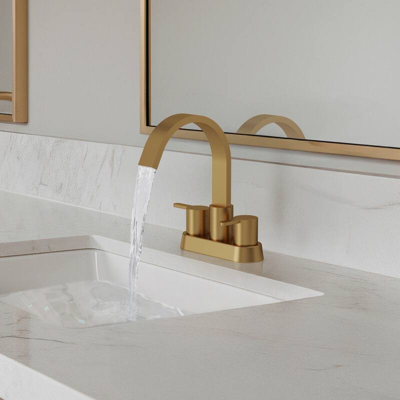 Double Handles 4 inche Centerset Bathroom Sink Faucet