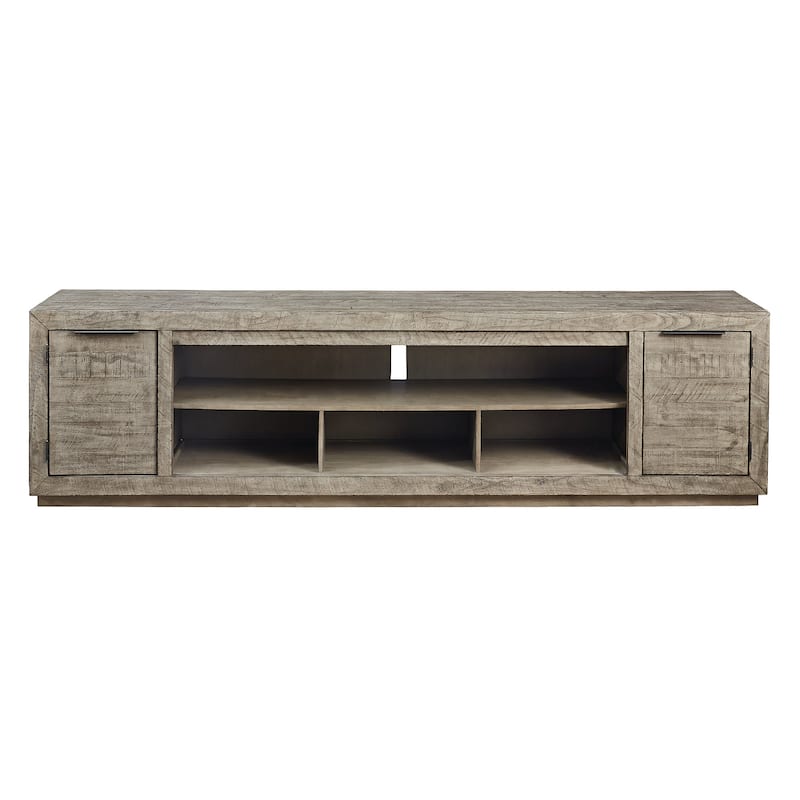 Signature Design by Ashley Krystanza Gray 92" TV Stand with Fireplace Option - 92 inches in width