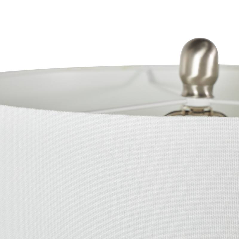 Ceramic Shell Embedded Room Table Lamp with Drum Linen Shade - White - Roche River Decor