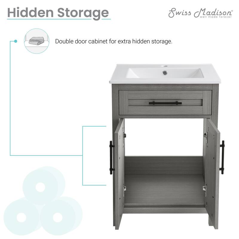 Swiss Madison SM-BV421 Calice 24" Free Standing Single Basin Vanity