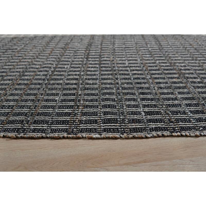 Hand-Knotted Wool Handloom Flatweave Durrie Rug, 6' x 9', Blue Area Rug, Elegant Soft Texture for Living Rooms - L