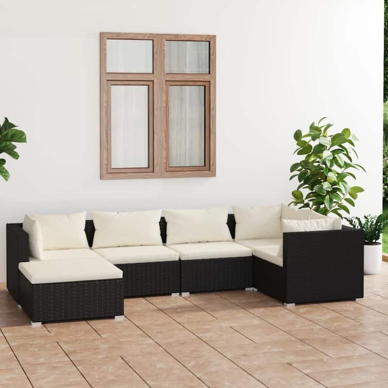 vidaXL Patio Lounge Set Outdoor Sectional Sofa Set Table Garden Poly Rattan - 27.6" x 27.6" x 23.8"
