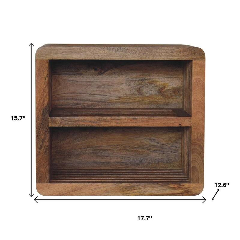 HomeRoots 18" Brown Solid Wood Carved Geometric Floating Nightstand