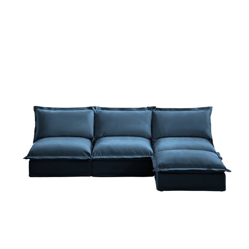 109.8" Chenille Modular Sectional with Reversible Ottoman and 3-Seater Armless Design & Free Combination