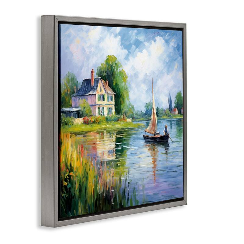 Stupell Boat Drifting Near Shore Framed Floater Canvas Wall Art Design By Heidi Kuntz
