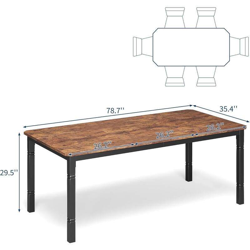 78.7" Large Industrial Dining Table for 6-8 People for Kitchen, Dining Room (Only Table)