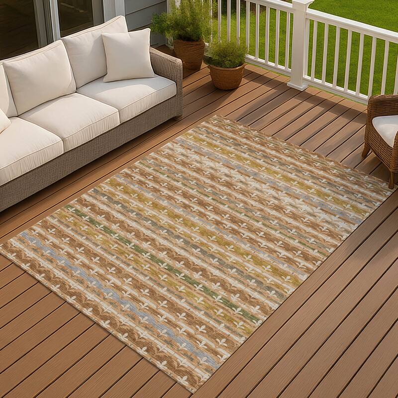 Machine Washable Indoor/ Outdoor Stripe Bramlage Chantille Rug