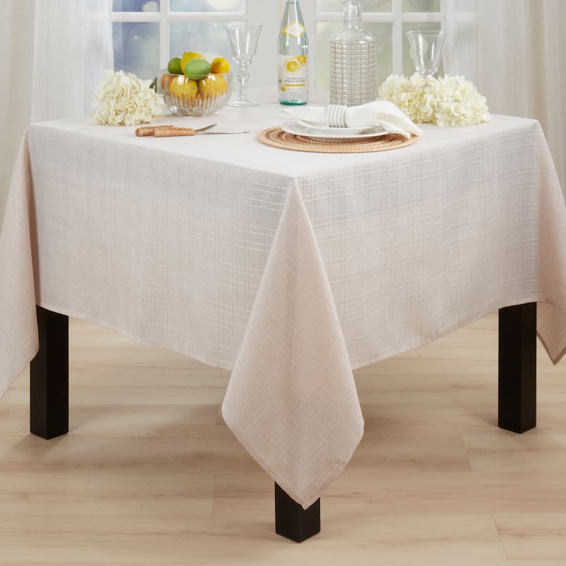 Refined Stitched Plaid Tablecloth
