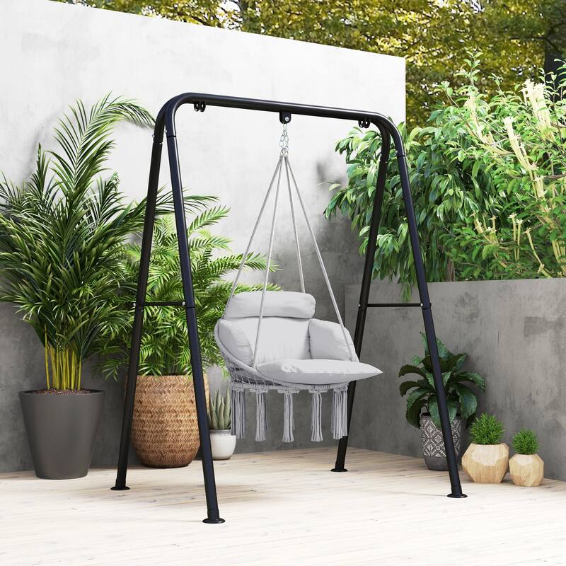 Hanging Swing Chair with Soft Cushion for Indoor Outdoor Use - 31.5" W x 23.6" D x 15.7" H