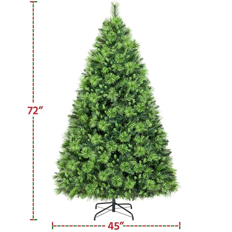 Yaheetech Pre-Lit Christmas Tree Hinged Realistic Tree, Green