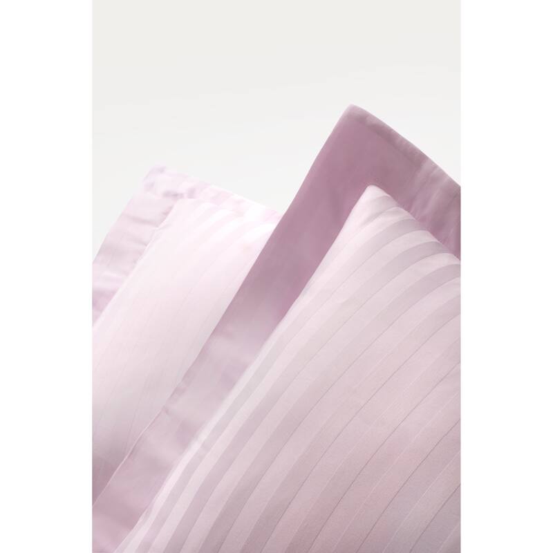 Brooks Brothers Sateen Stripe Cotton Sham Case Pair - Pink - King
