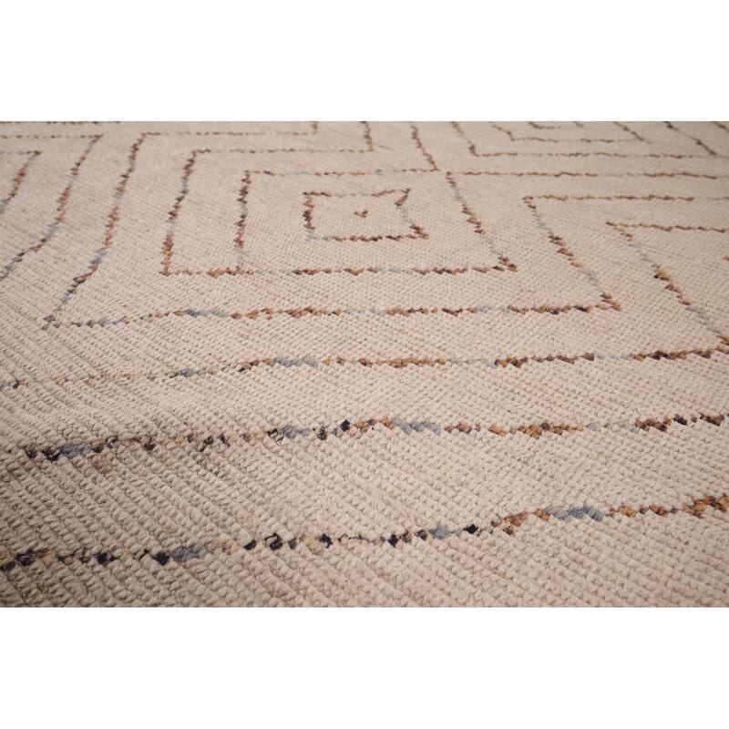 All-Over Geometric Moroccan Oriental Area Rug Hand-Knotted Wool Carpet - 7'0" x 10'5"