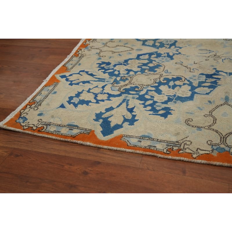 Hand Knotted Oriental 100% Wool Carpet Traditional Floral Oranges & Rust Kerman Area Rug - 12' 10'' X 9' 8''