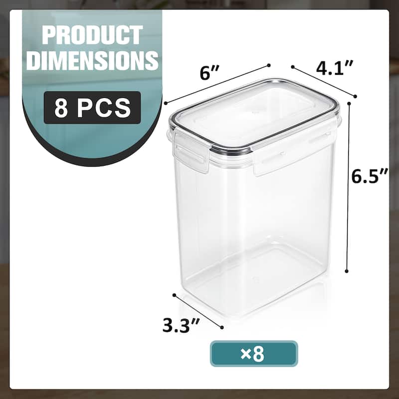 Sorbus Airtight Food Storage Containers with Locking Lids, Measuring Spoons & Labels -8 Pack (1.6L/54.10 Oz)