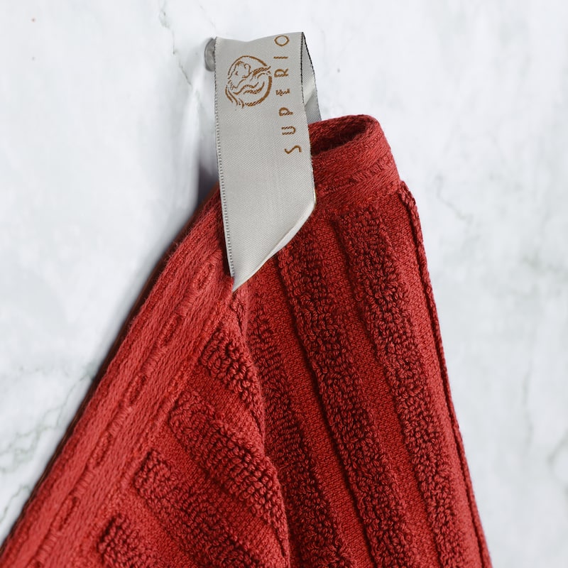 Ribbed Cotton Absorbent Heavyweight Hand Towel and Bath Sheet Set by Superior