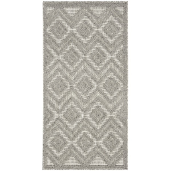 slide 2 of 9, Nourison Versatile Indoor/Outdoor Geometric Flatweave Area Rug 2' x 4' - Silver/Grey
