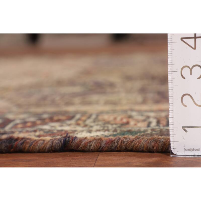 Tribal Geometric Qashqai Persian Antique Rug Hand-Knotted Wool Carpet - 5'0" x 7'11"