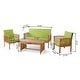 preview thumbnail 36 of 46, Carolina 4-piece Outdoor Acacia Sofa Set by Christopher Knight Home