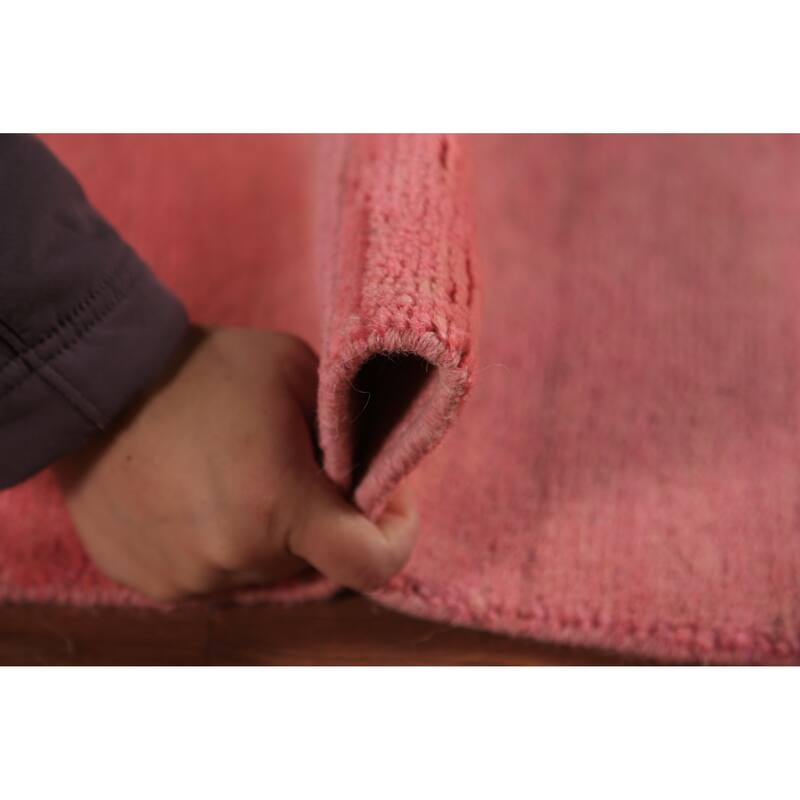 Pink Modern Gabbeh Oriental Area Rug Hand-Knotted Wool Carpet - 6'4" x 9'7"