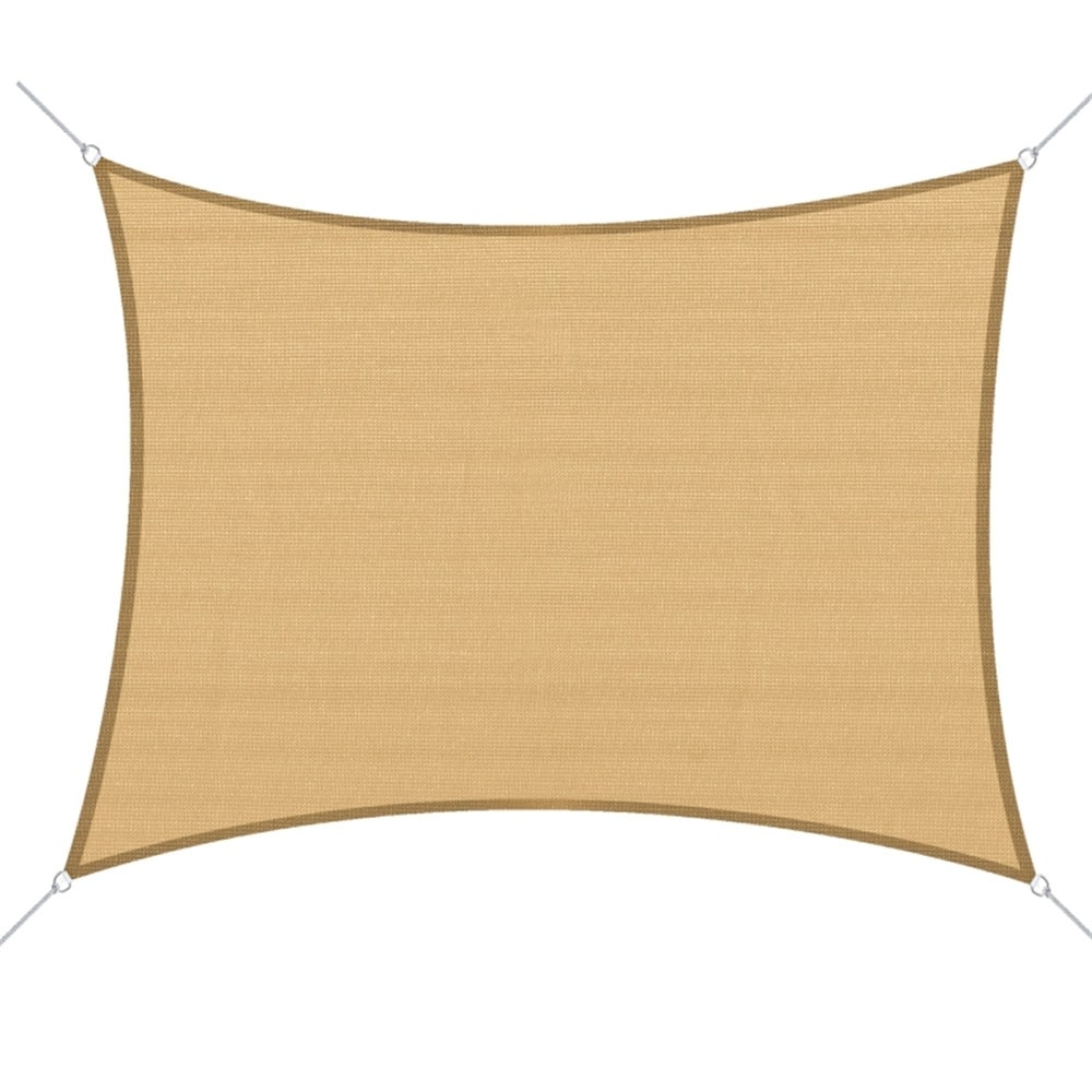 Sand High-Density Polyethylene Sun Shade Sail with UV Protection and D-Rings - 240.2" L x 192.1" W