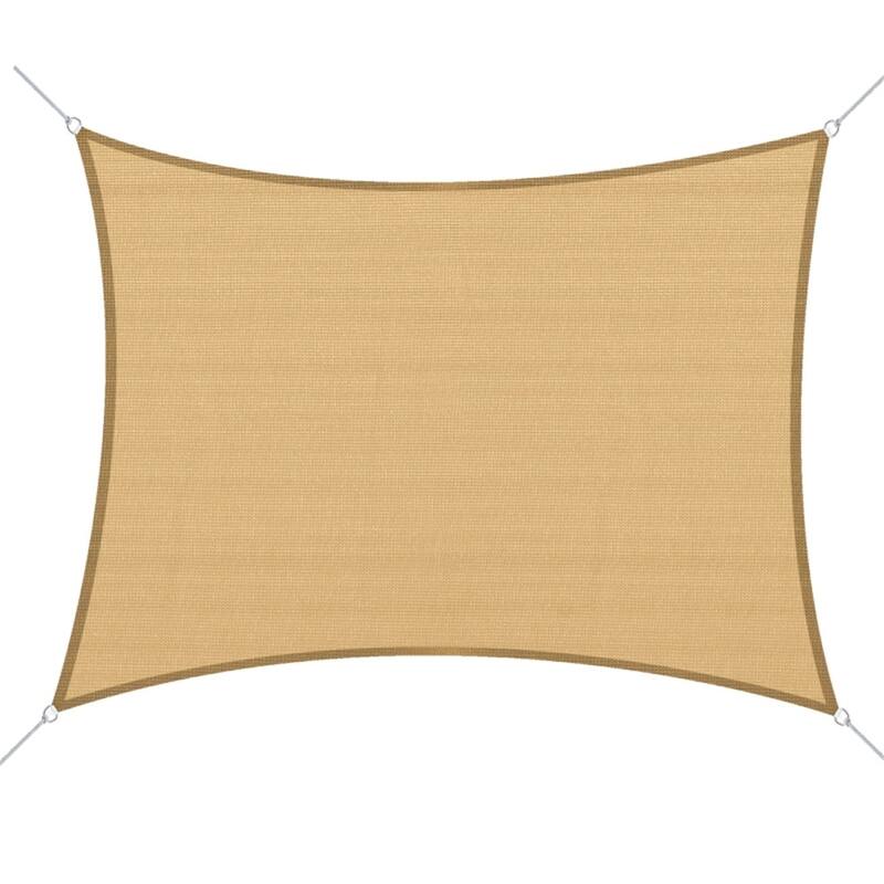 Sand High-Density Polyethylene Sun Shade Sail with UV Protection and D-Rings - 240.2" L x 192.1" W