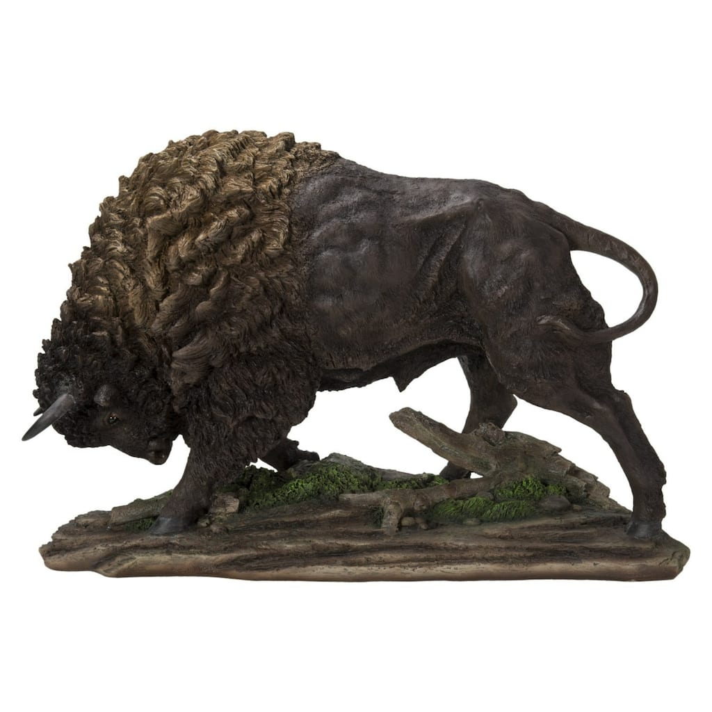 19.25" Standing Head Down Bison Outdoor Garden Statue
