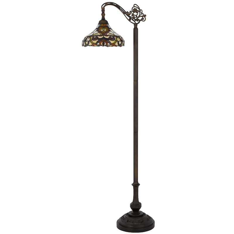 60W Tiffany downbridge floor lamp with adjustable shade - One Size