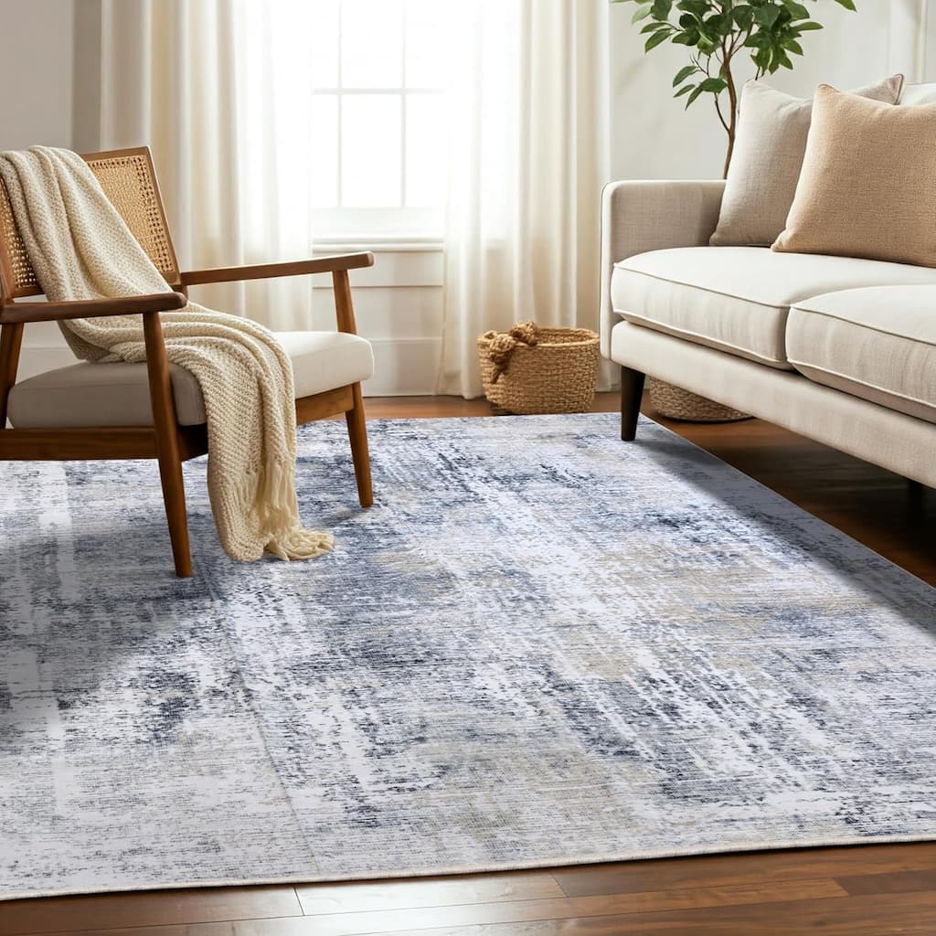 Delara Machine Washable Area Rug, Soft & Durable, Non-Slip Backing, Eco- Friendly GRS certified.