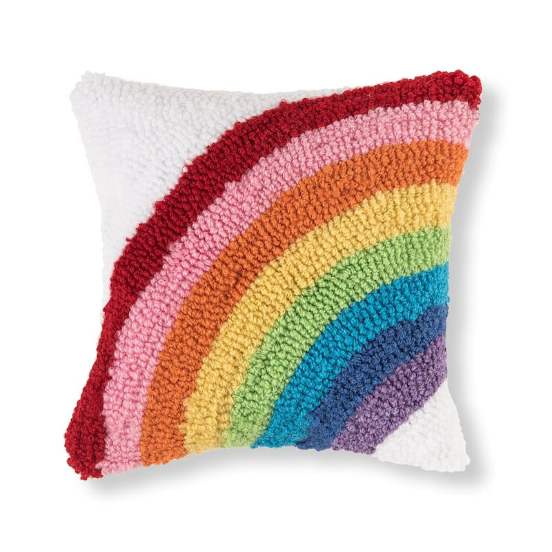 8" x 8" Rainbow Arch Love Hooked Accent Pillow All Seasons